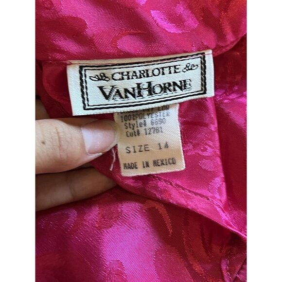 Charolette  VanHorne Pink Blouse Size 14 Vintage Formal Classic Gala Designer - Picture 3 of 11